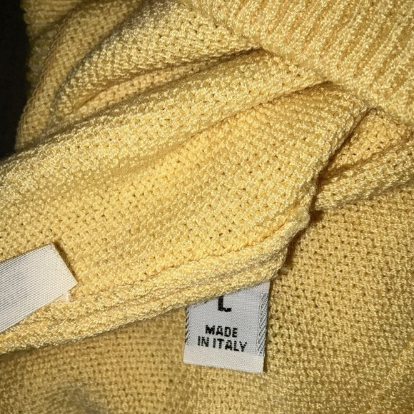 St John Collection Sweater Cardigan Yellow Large Made In USA *flaw - Picture 7 of 9